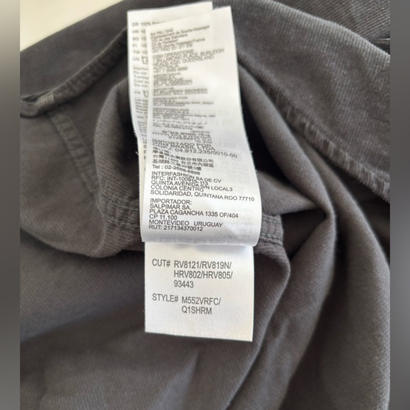 RVCA Men’s Charcoal Corduroy Long-sleeve Shirt Sz Large - Picture 5 of 6